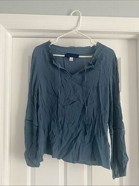 Blue Rain Slate Blue Peasant Blouse